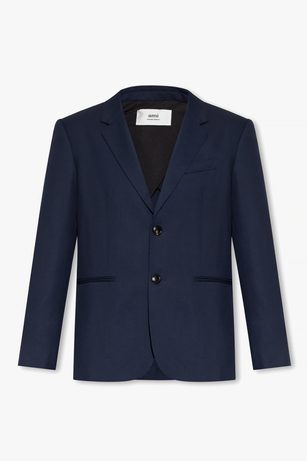 Navy blue jacquemus la veste santon cropped suit jacket item Ami